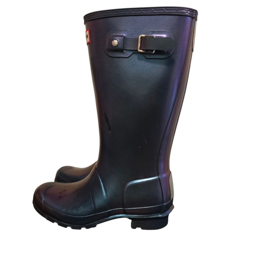 Hunter Original Kids‎ Nebula Rain Boots Iridescent Purple Blue Waterproof Size 2 - Picture 2 of 7